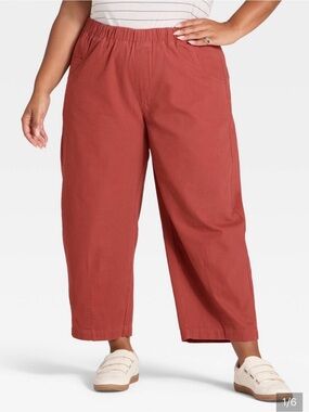 Women’s Casual Elastic-Waist Pants Barrel leg Pants